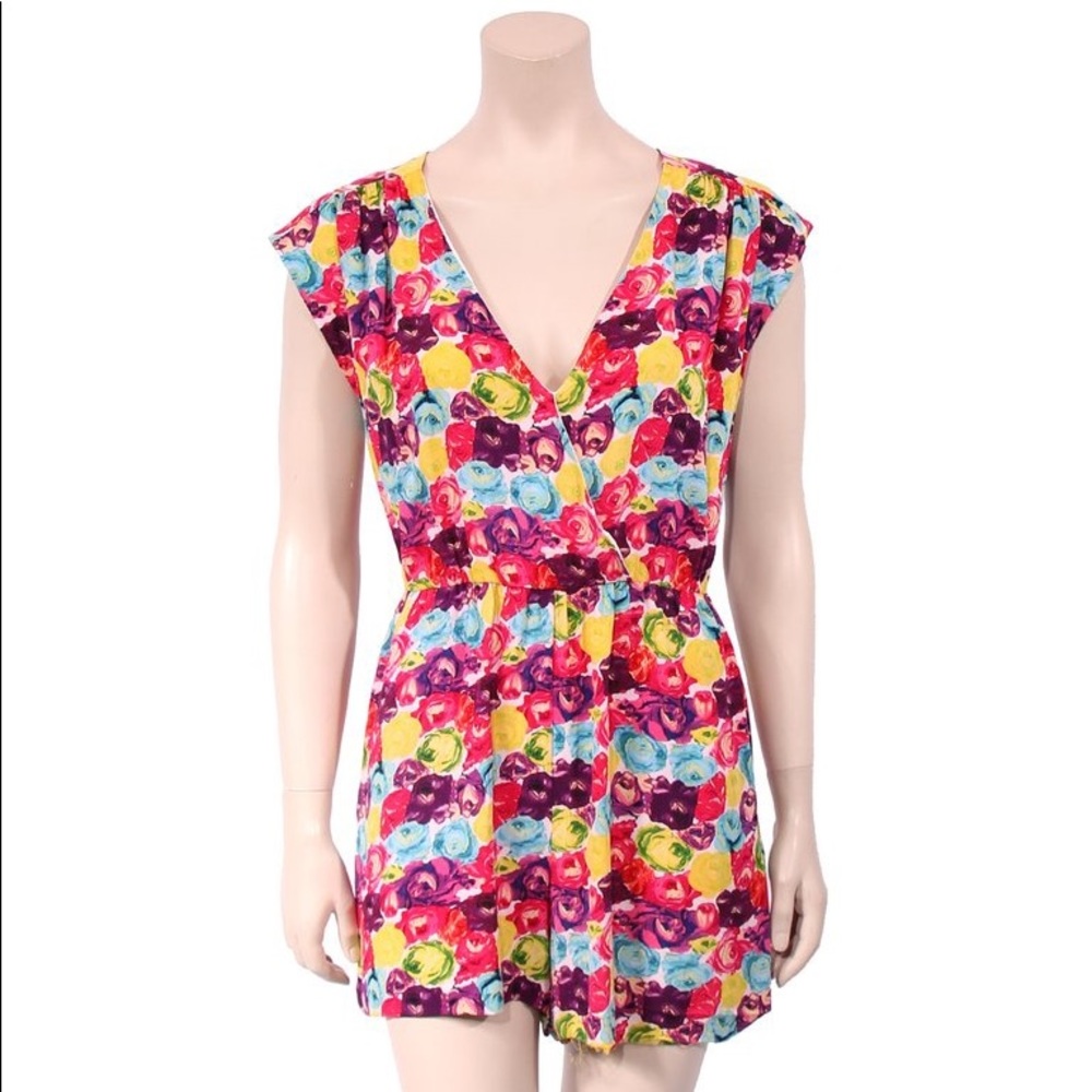 Alice + Olivia Neon Floral Romper Sz S/M